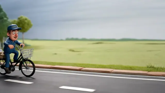 A postman riding a bicycle